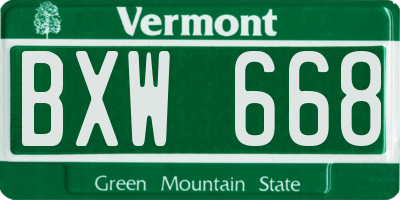 VT license plate BXW668