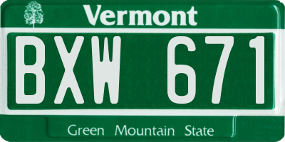 VT license plate BXW671