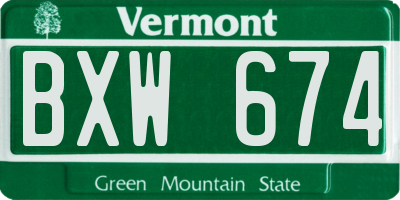 VT license plate BXW674