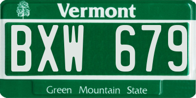 VT license plate BXW679