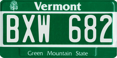 VT license plate BXW682