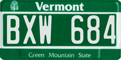 VT license plate BXW684