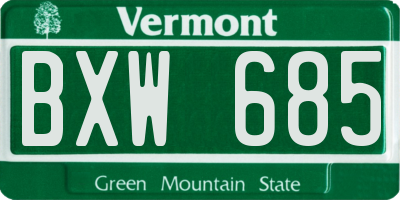VT license plate BXW685