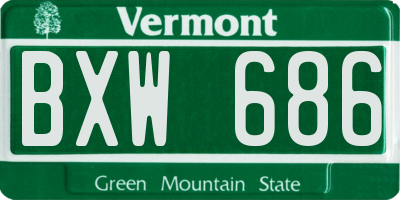VT license plate BXW686