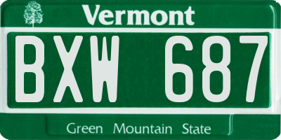 VT license plate BXW687