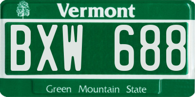 VT license plate BXW688