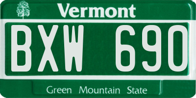 VT license plate BXW690