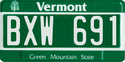VT license plate BXW691