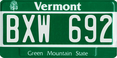 VT license plate BXW692