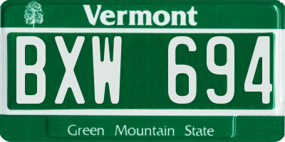 VT license plate BXW694