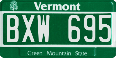 VT license plate BXW695