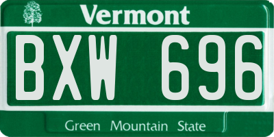 VT license plate BXW696