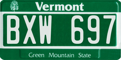 VT license plate BXW697