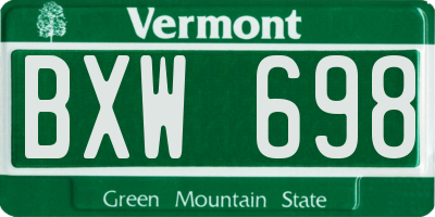 VT license plate BXW698