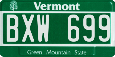 VT license plate BXW699