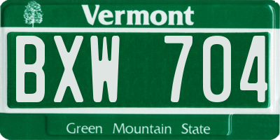 VT license plate BXW704