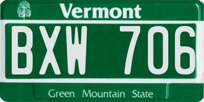 VT license plate BXW706