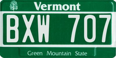 VT license plate BXW707