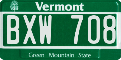 VT license plate BXW708