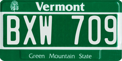 VT license plate BXW709
