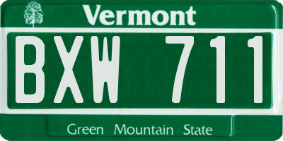 VT license plate BXW711