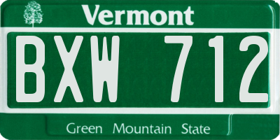 VT license plate BXW712