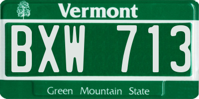 VT license plate BXW713