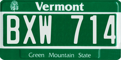 VT license plate BXW714