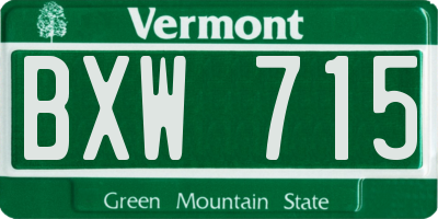 VT license plate BXW715