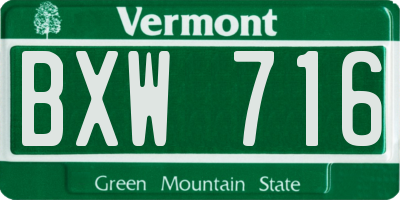 VT license plate BXW716