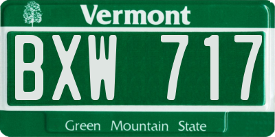 VT license plate BXW717