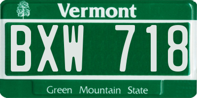VT license plate BXW718
