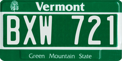 VT license plate BXW721