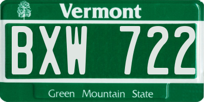 VT license plate BXW722