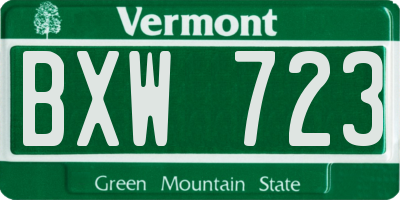 VT license plate BXW723