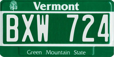 VT license plate BXW724