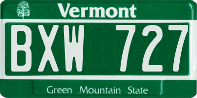 VT license plate BXW727