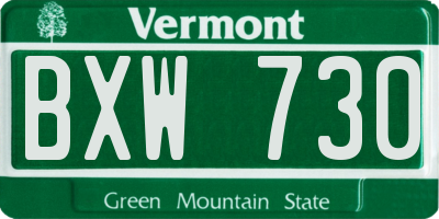VT license plate BXW730