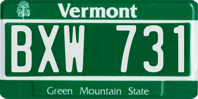 VT license plate BXW731