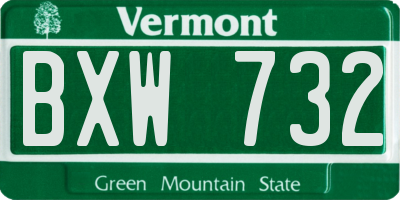 VT license plate BXW732