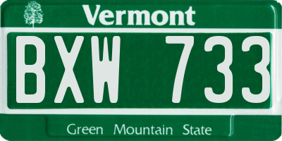 VT license plate BXW733