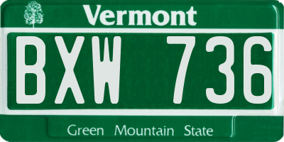 VT license plate BXW736