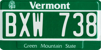 VT license plate BXW738