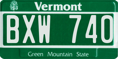 VT license plate BXW740