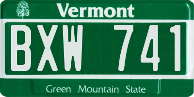 VT license plate BXW741