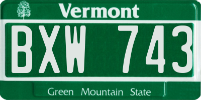 VT license plate BXW743