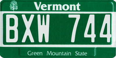 VT license plate BXW744