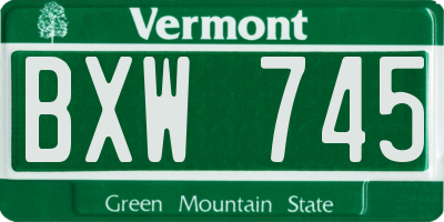 VT license plate BXW745