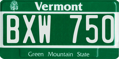 VT license plate BXW750