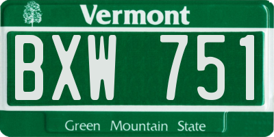 VT license plate BXW751